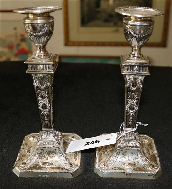 Pair silver candlesticks